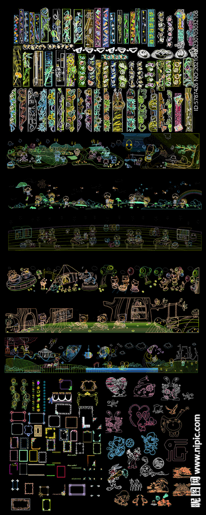 卡通花边花纹图案