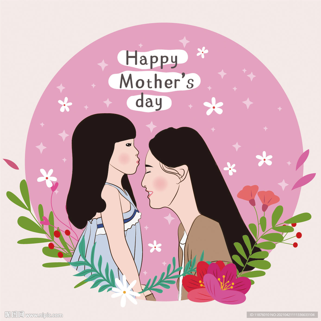 母亲节母女插画