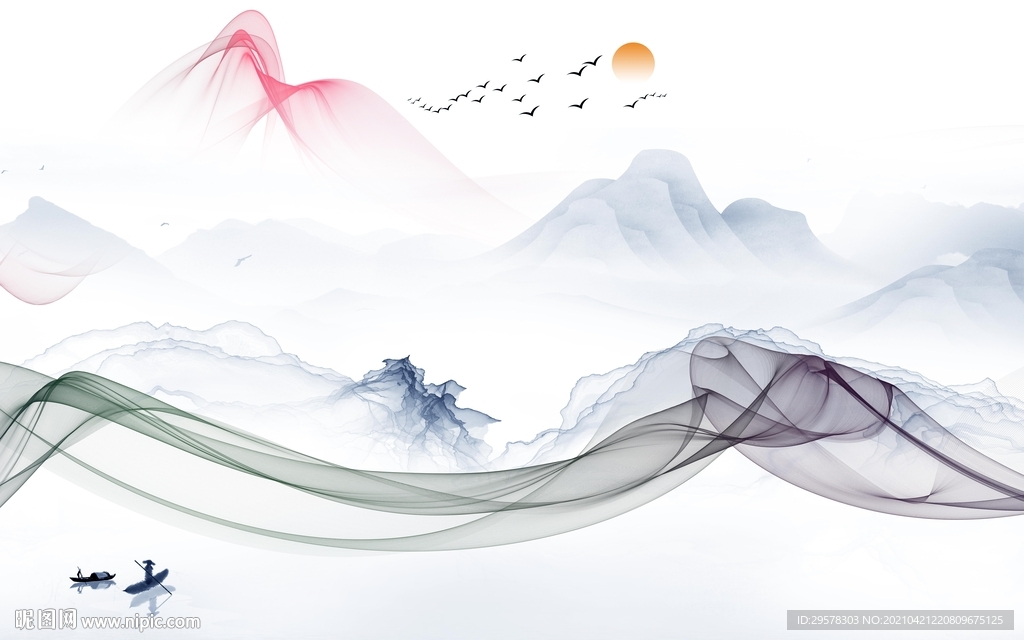 意境人气中式山水 tif分层