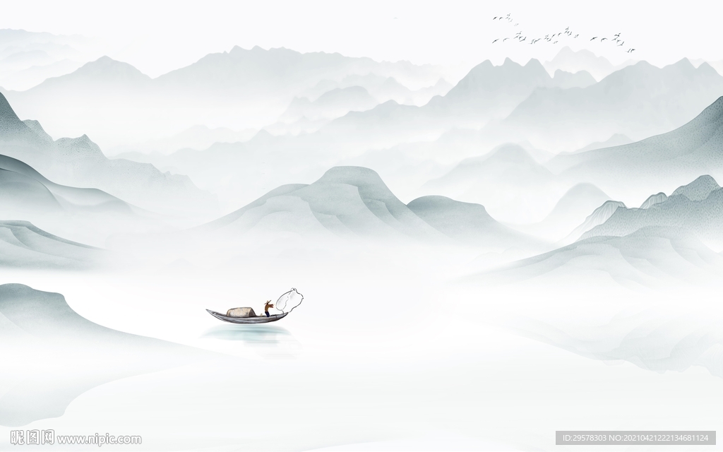 大气人气中式山水 tif分层