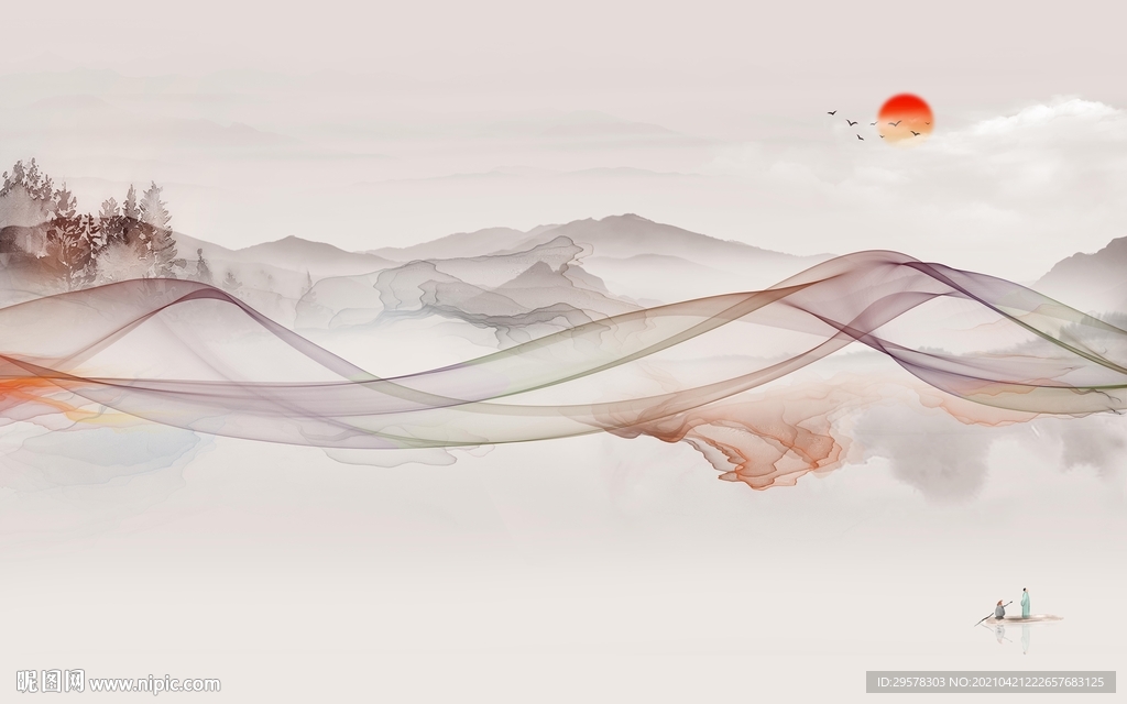 高档 人气中式山水 tif分层