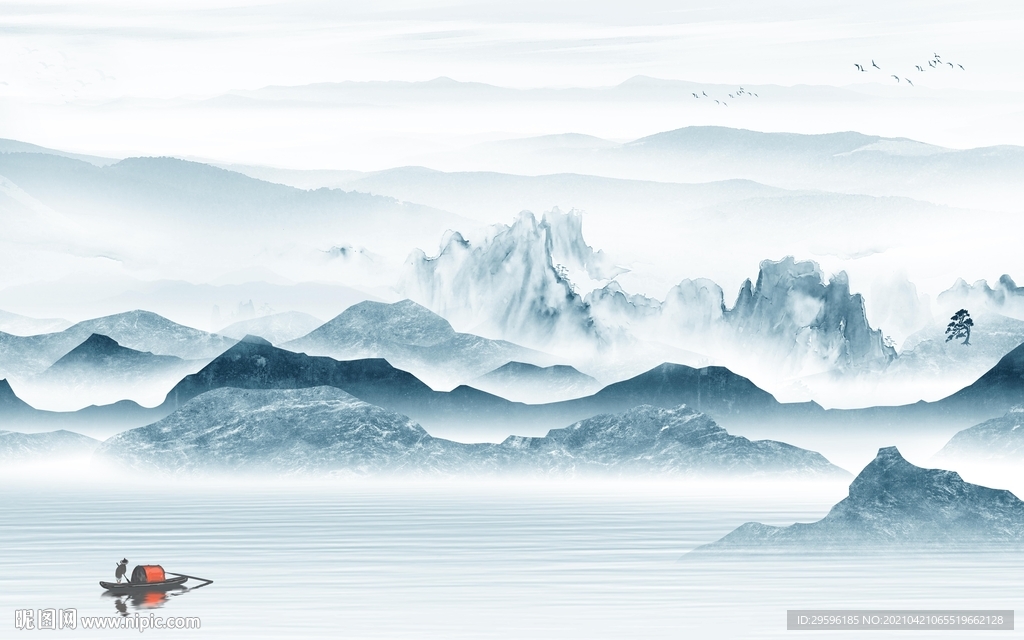 中式新现代山水画 tif分层