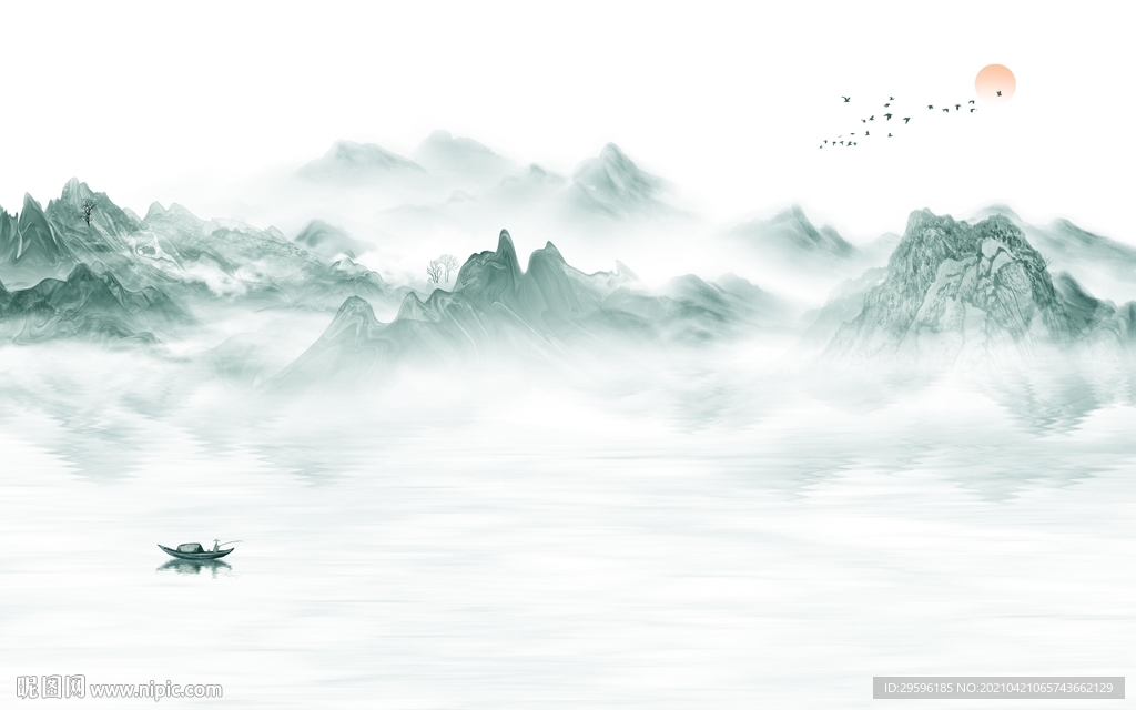 最新现代山水画 tif分层