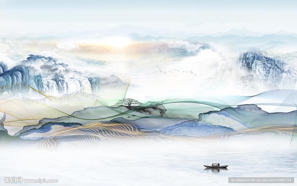 客厅大气山水 tif分层