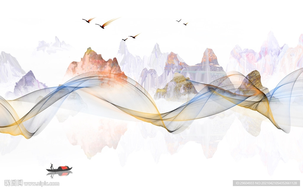 高清 客厅大气山水 tif分层