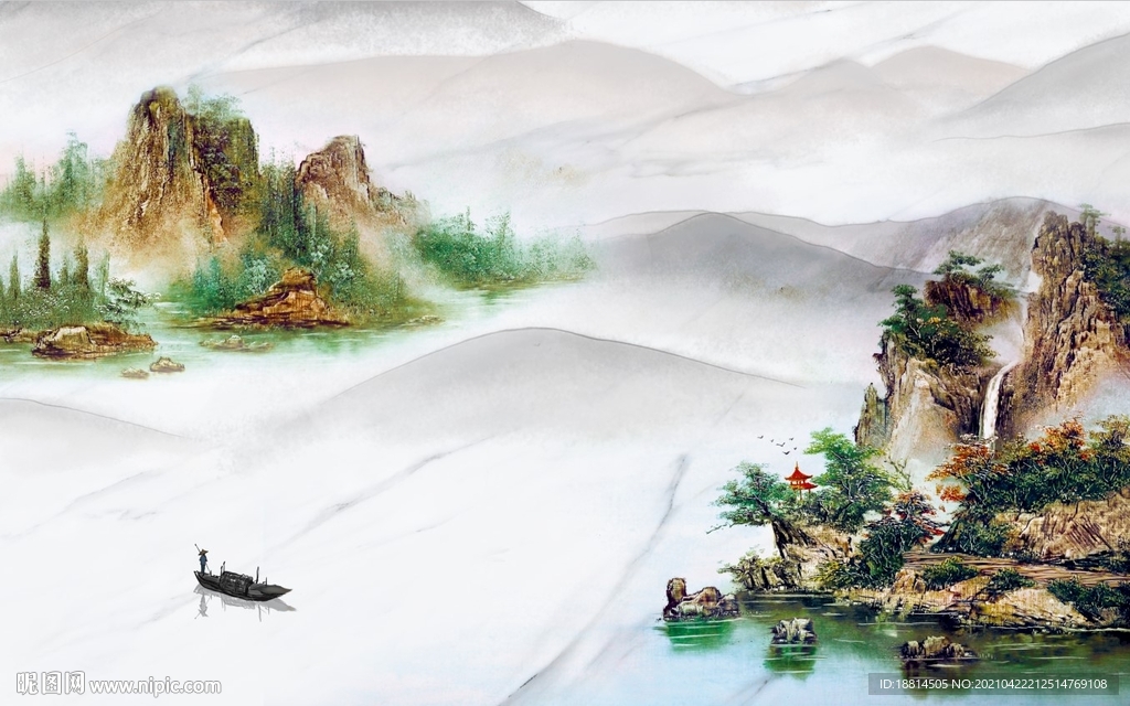 锦绣江山新中式背景墙