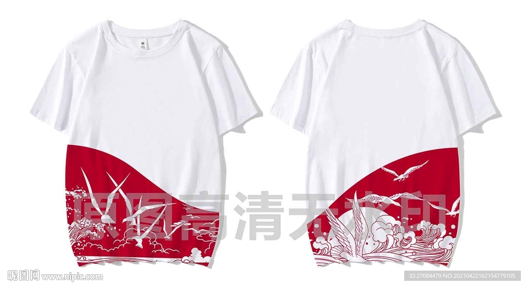 矢量海浪海鸟班服图案设计