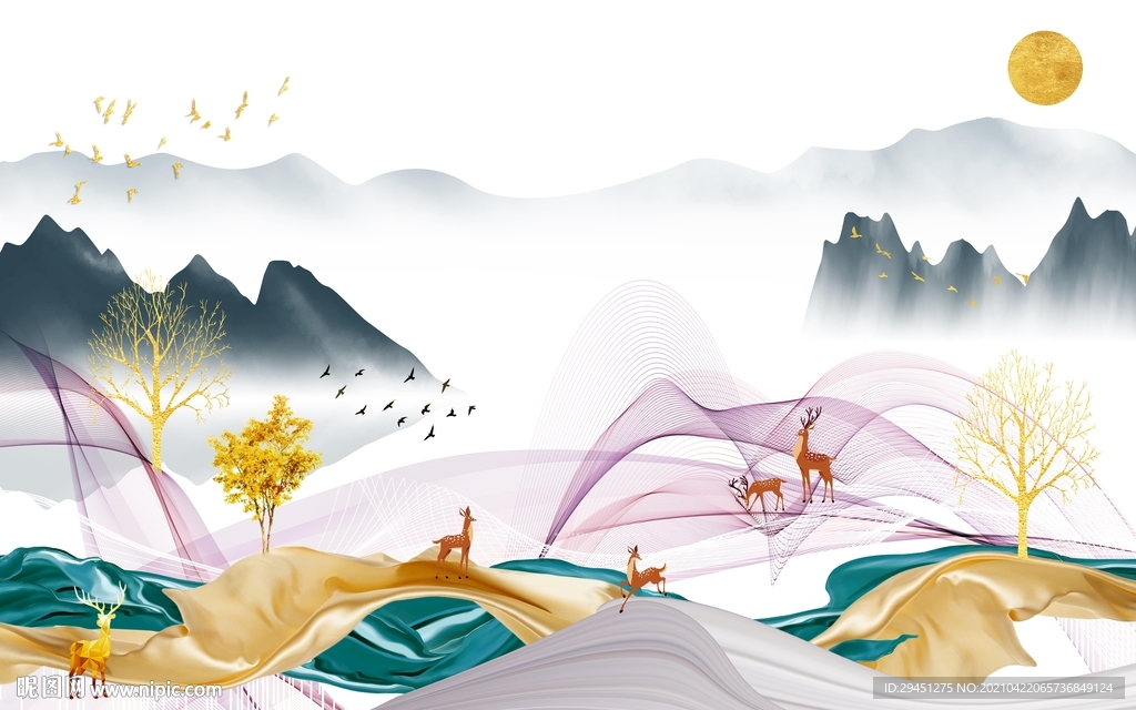 线条 客厅新款山水 tif分层