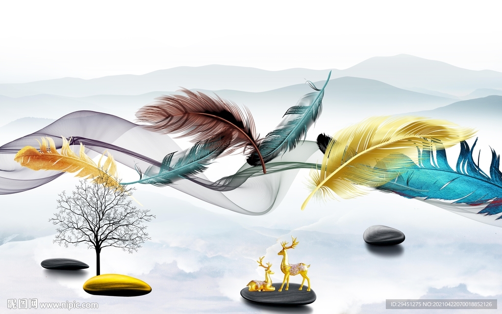 最新客厅新款山水 tif分层