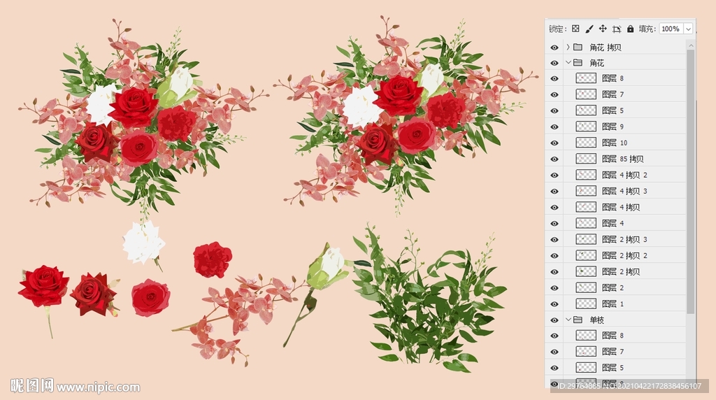 婚礼玫瑰花艺花束