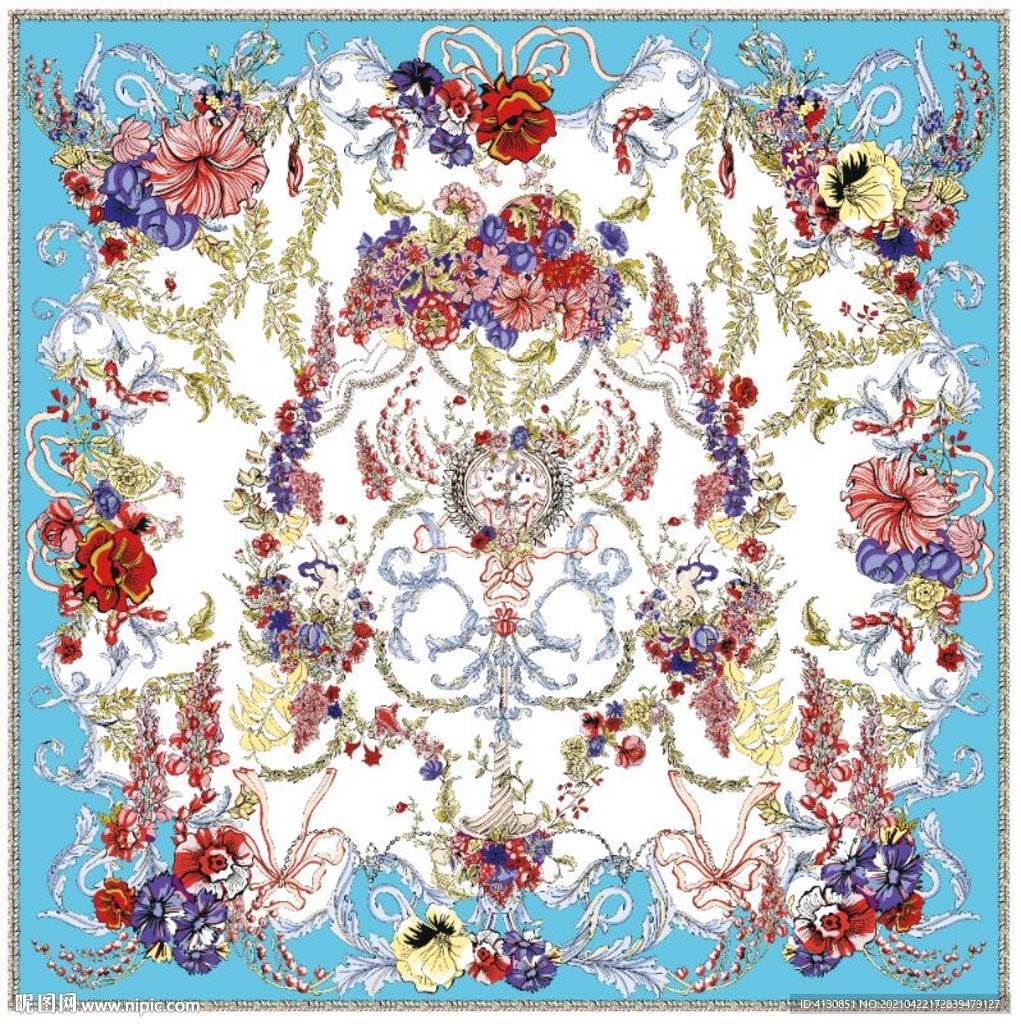 大牌 男装印花 方巾图案 