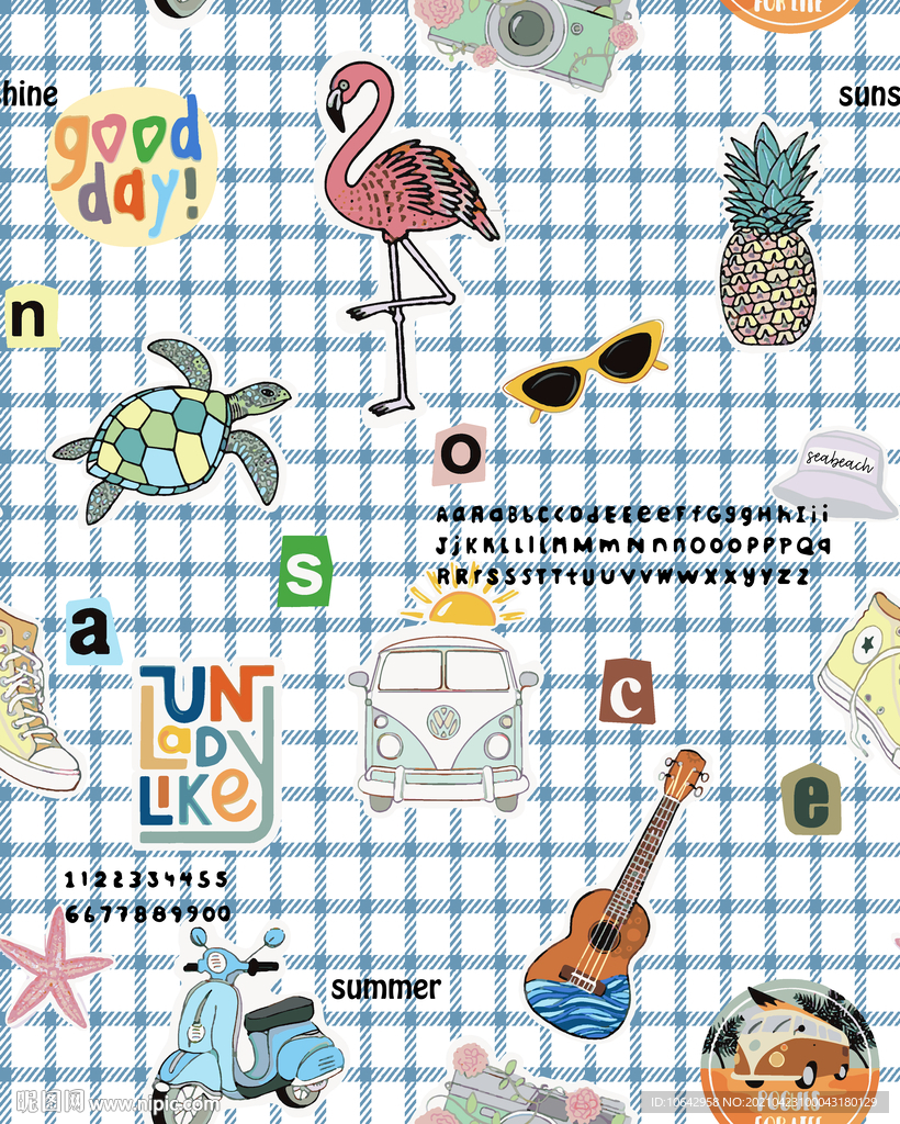 夏日海洋风卡通插画