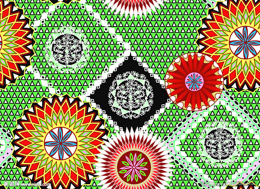 大牌几何图太阳数码印花