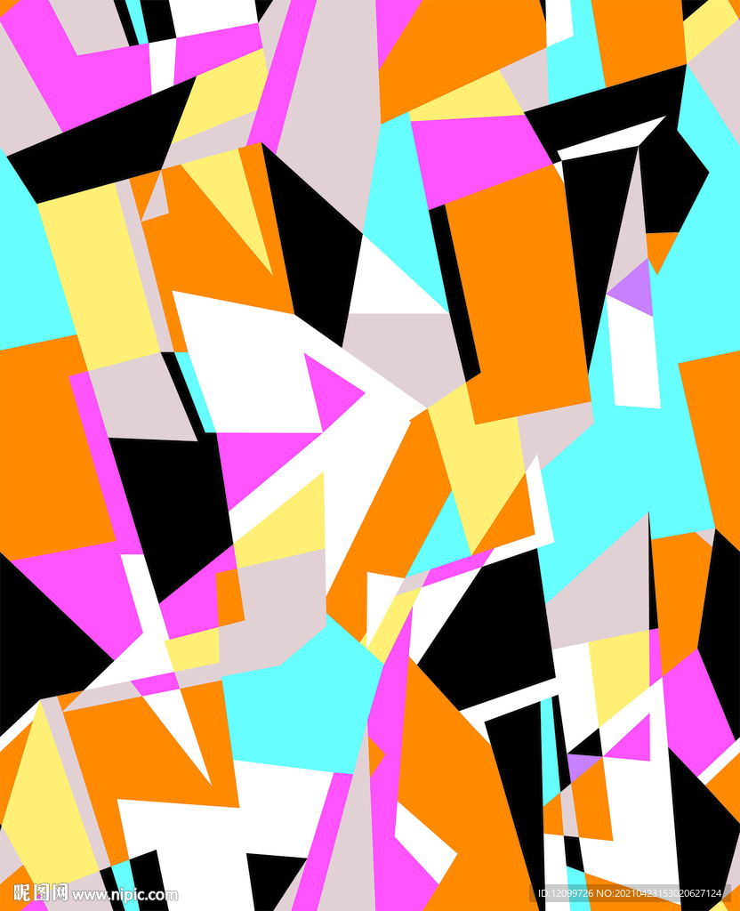 大牌几何图数码印花