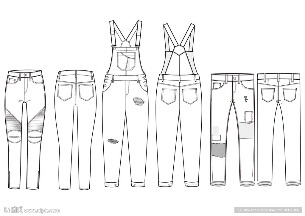 服装设计裤装线稿全集 上