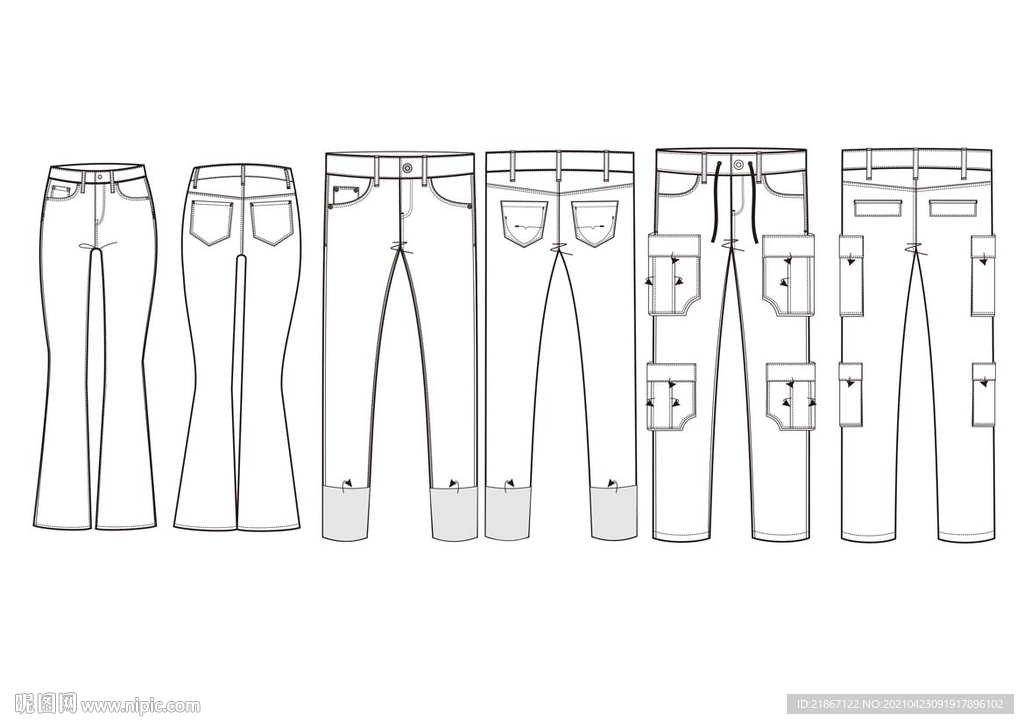 服装设计裤装线稿全集 中
