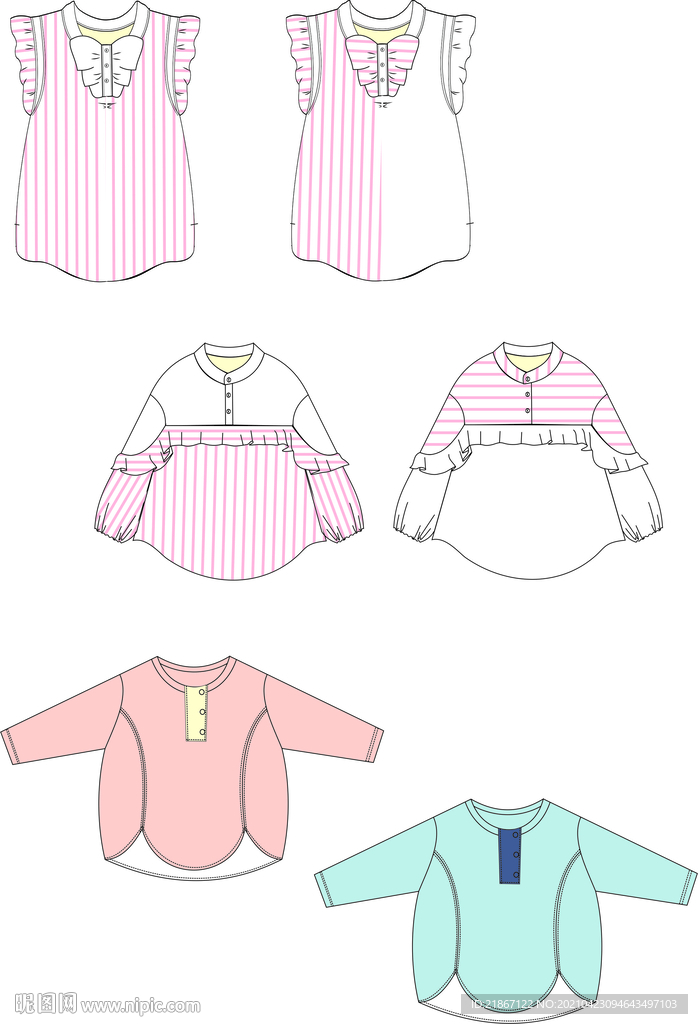 服装设计线稿童装款式