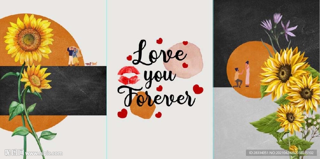 晶瓷北欧风抽象爱情侣装饰无框画