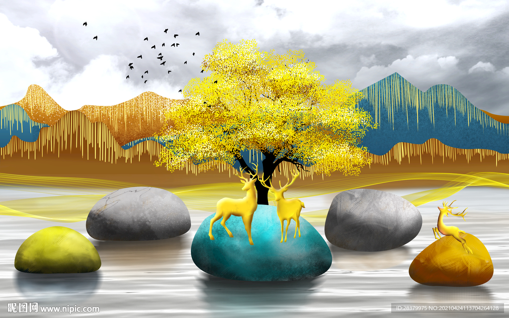 新中式潮流装饰画背景墙