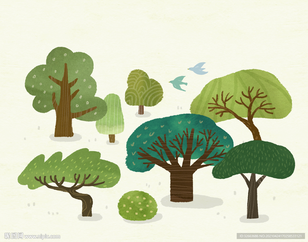 卡通手绘树