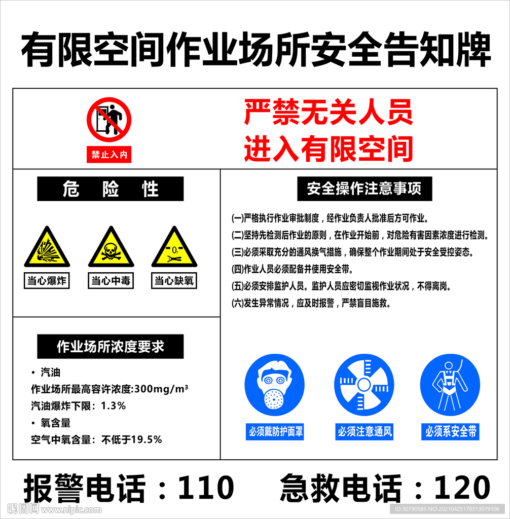 加油站 有限空间安全告知牌图片