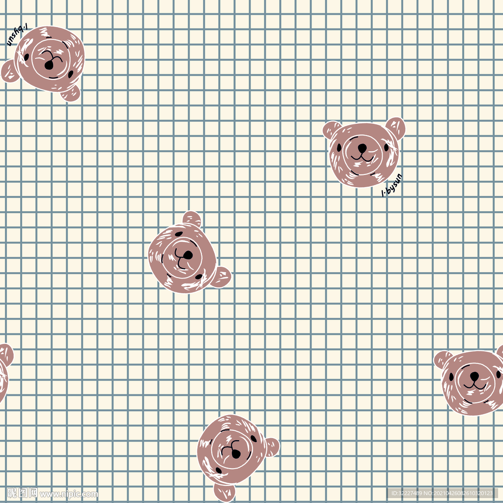 卡通 格子 熊头