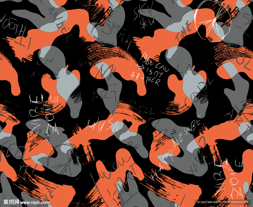 抽象 字母 迷彩 泥点