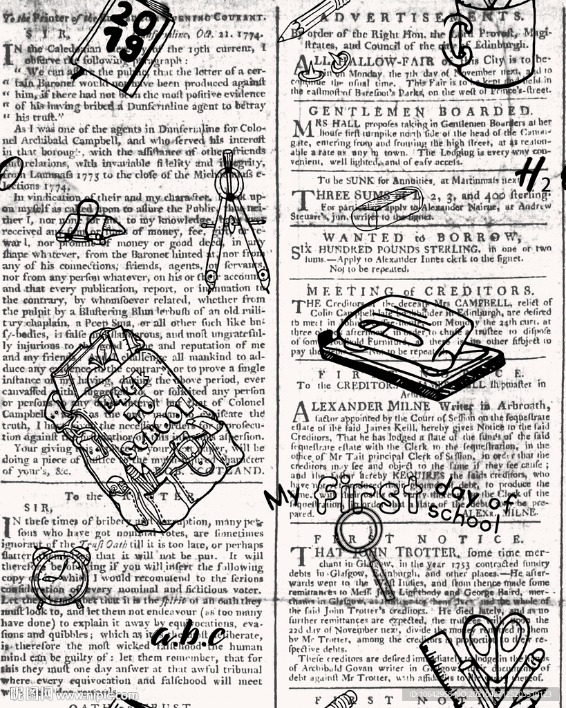 复古报纸图案插画
