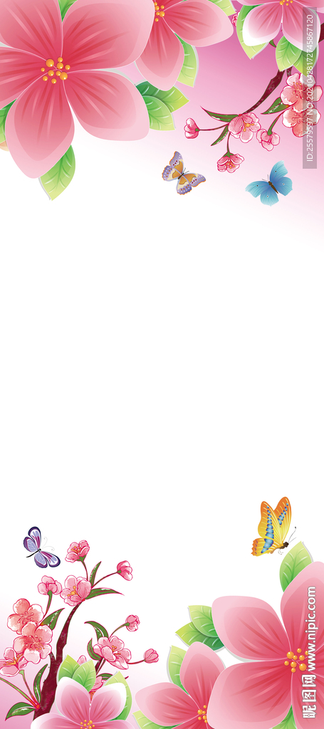 美丽粉色花朵易拉宝背景