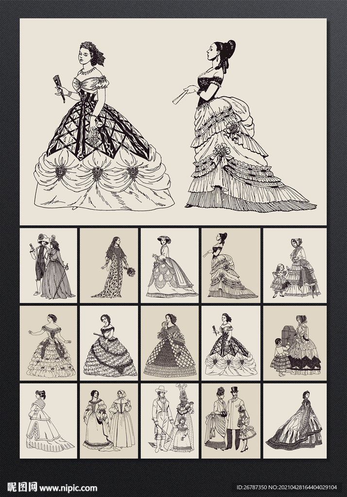 矢量手绘欧洲古典贵族系列