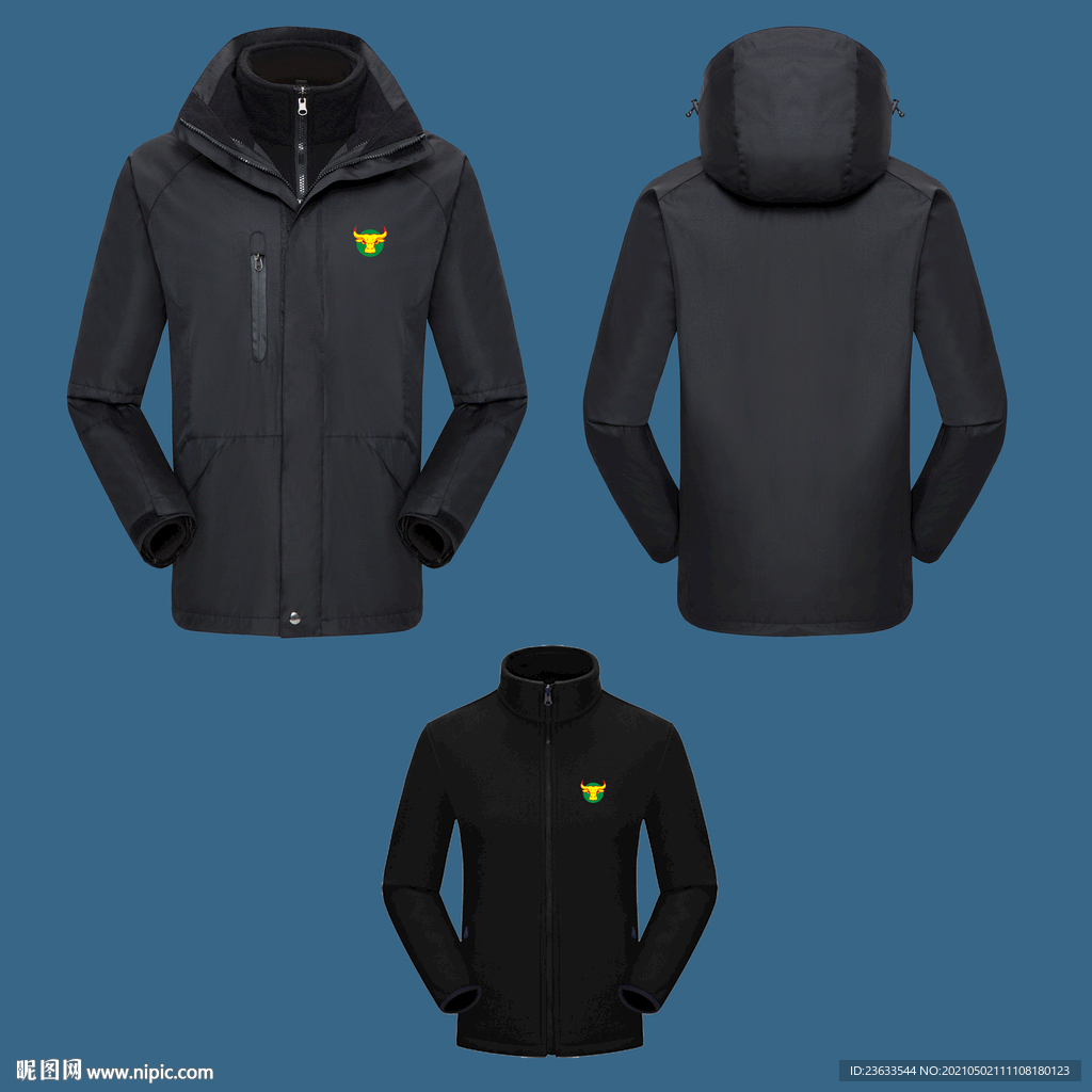 黑色冲锋衣效果图