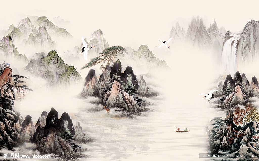 高档客厅简约山水 TIF分层