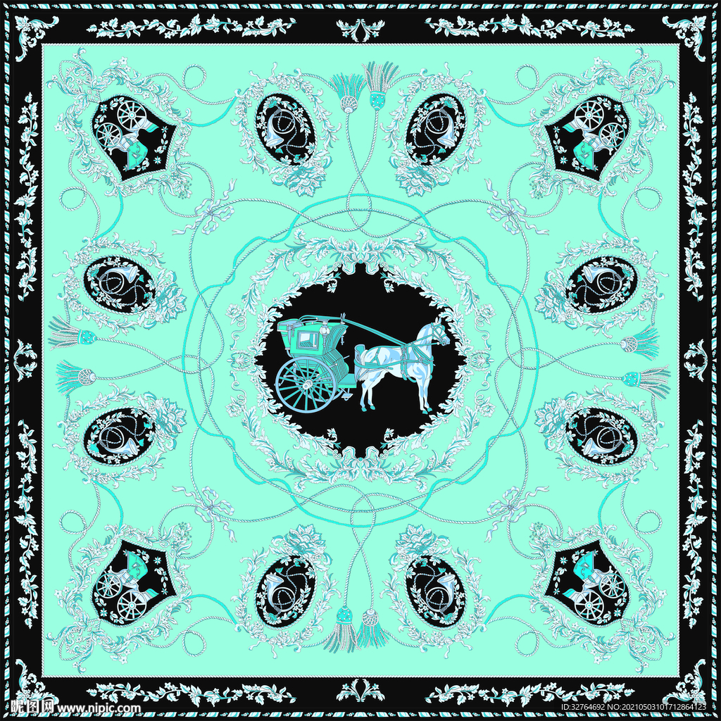 马车 链条 方巾 