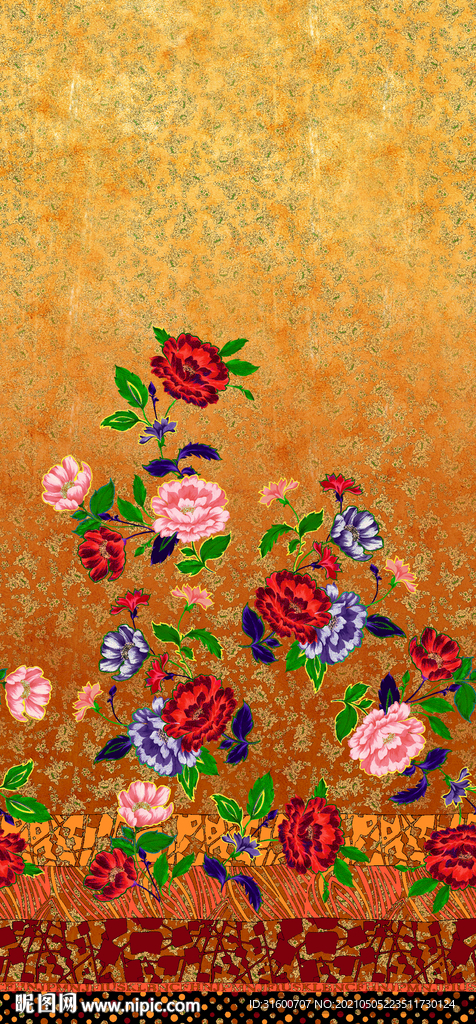 民族风暗花纹定位花