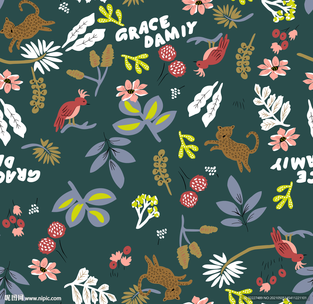 卡通 豹子 热带雨林 森林