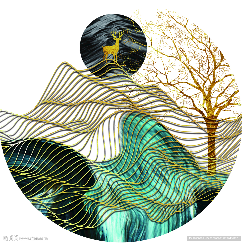 抽象圆形山水玄关