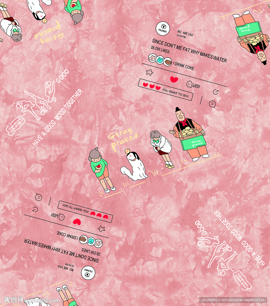 大牌 数码 印花 卡通 扎染