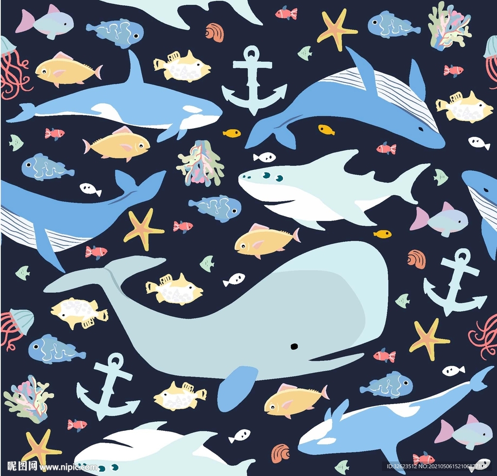 海底动物鲨鱼矢量