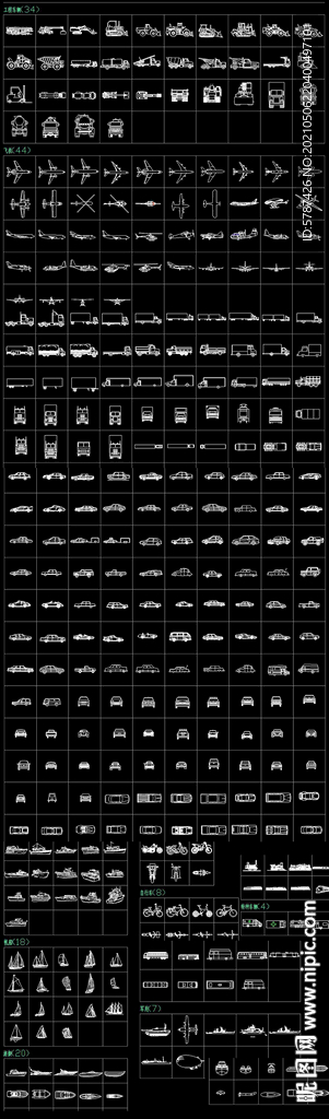 CAD交通工具图块 