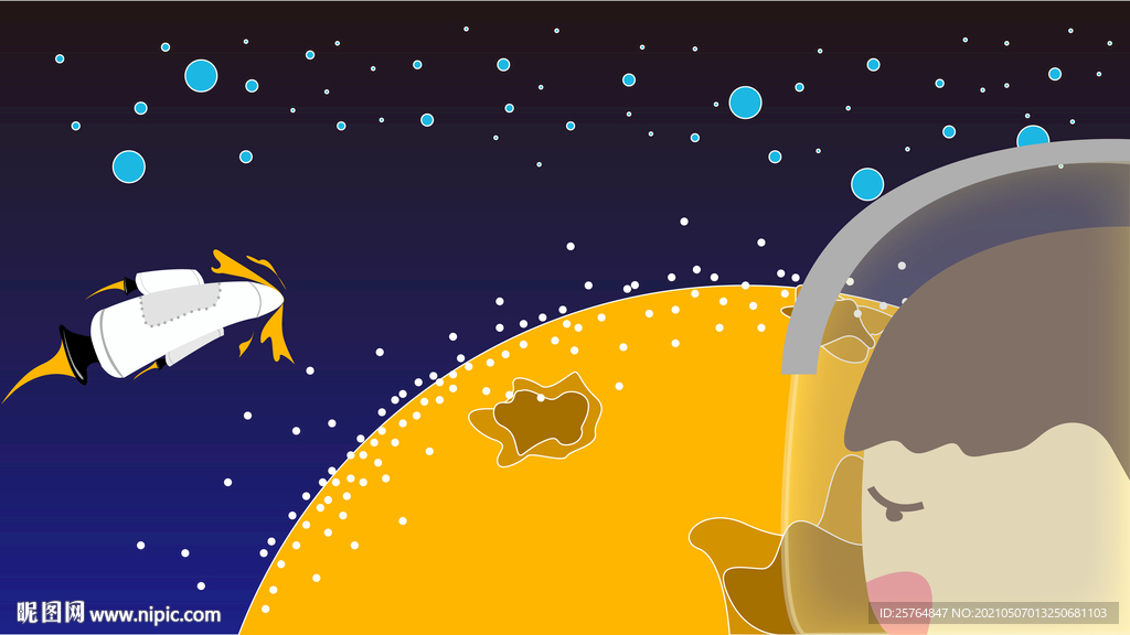 宇航员星空遨游太空发射航天火箭