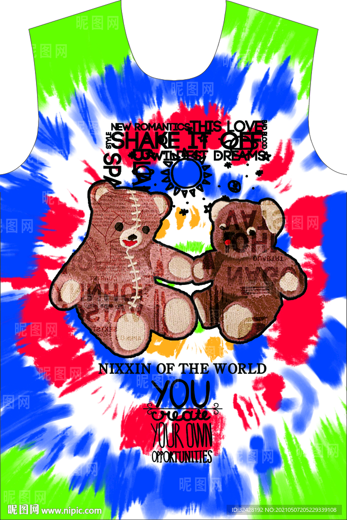 扎染 熊 高清分层 印花