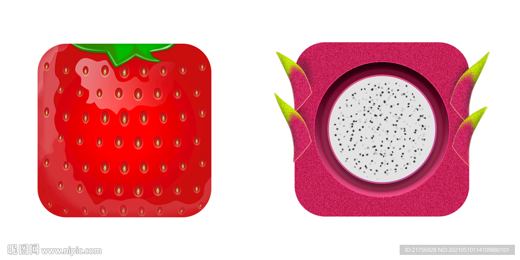 草莓火龙果UI图标