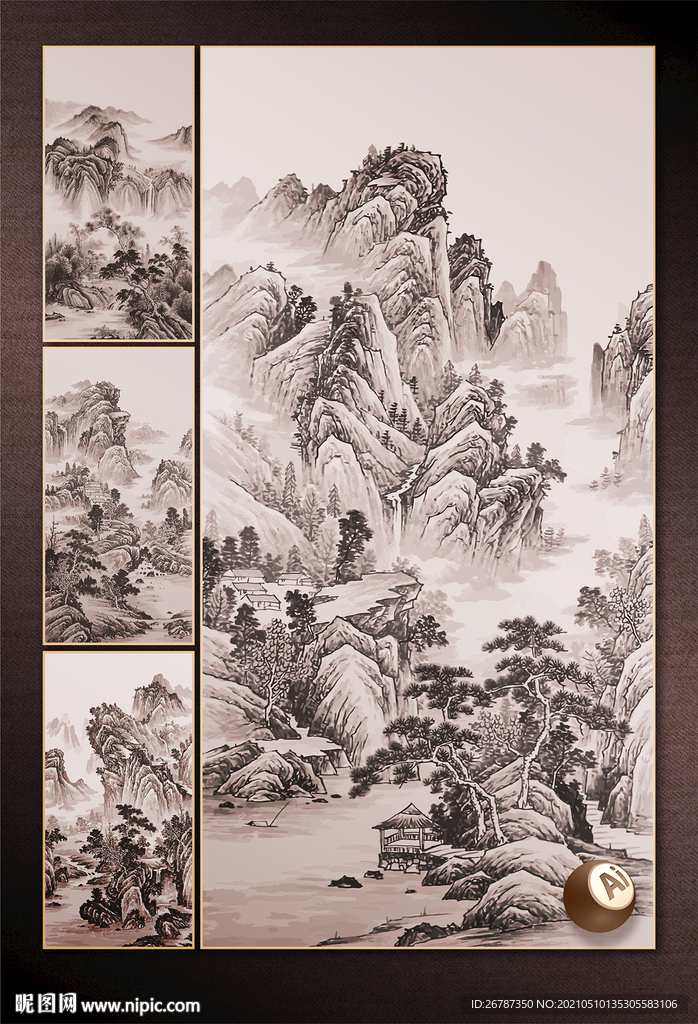 矢量手绘中国古典山水系列