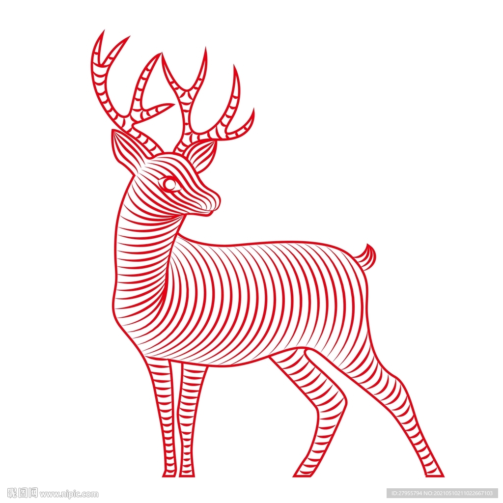 鹿矢量线条