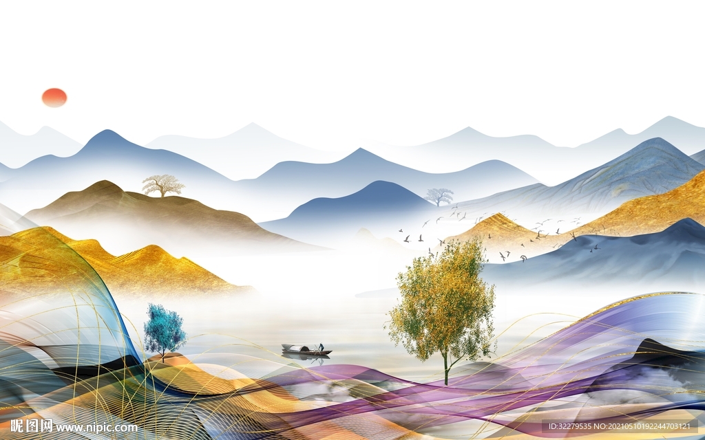 高档简约高清山水 TIF分层