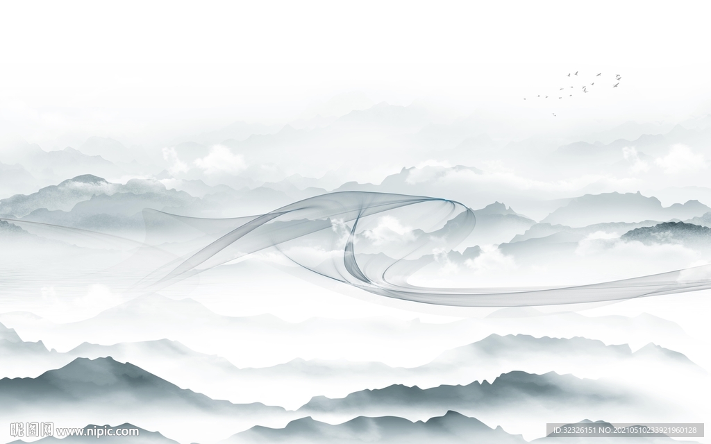 最新山水背景墙 TIF分层