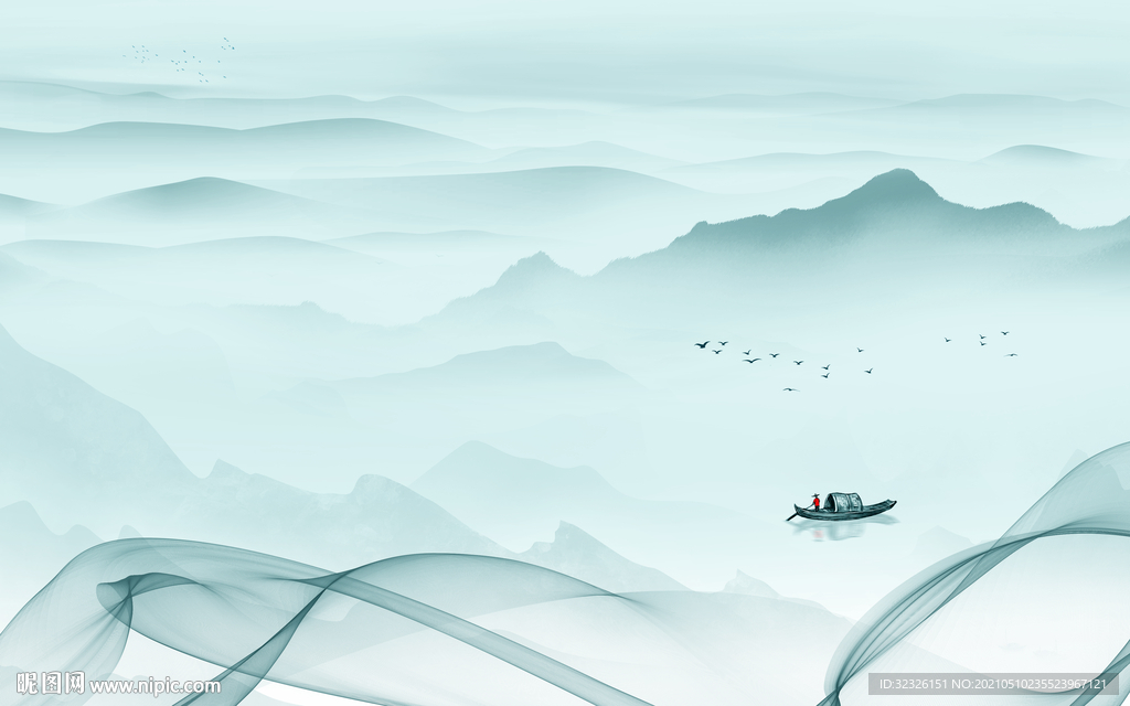 高档新山水背景墙 TIF分层