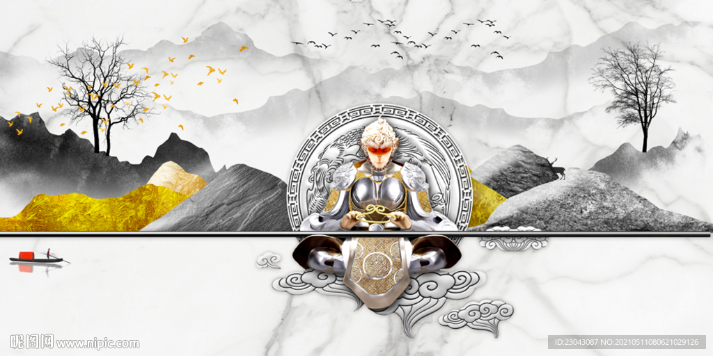 孙悟空晶瓷画装饰画