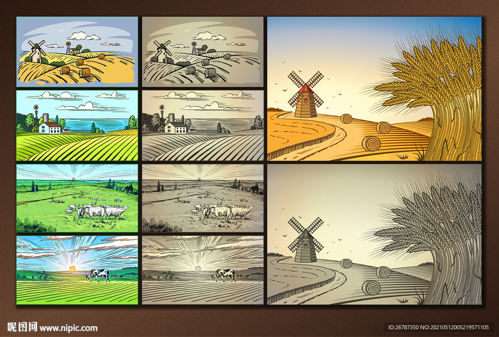 矢量欧洲田园风景