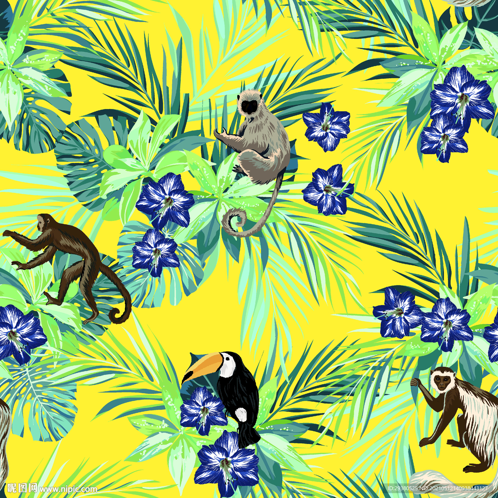 大牌 数码 印花 热带 叶子